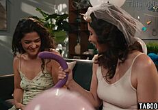 Lesbian MILFS VICTORIA VOXXX and CASEY CALVERT share ANAL DILDO in bed