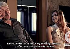 hey this hot young redhead babe meets old guy for extreme bdsm pussy play first time