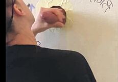 Big cock gloryhole deepthroat blows cum in mouth outdoor public monster orgasm blast