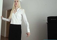 classy shina ryen rips pantyhose for boss's monster cock doggystyle pounding