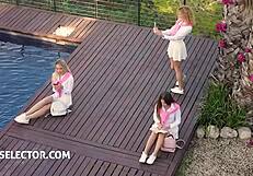 isabella de laa and candee licious share outdoor threesome cock ride