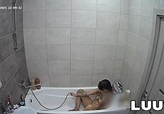 emily sneaks home camera into bathroom for private dildo orgasm thrill