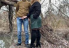 Mother-in-Law Grabs My Dick While I Pee Outdoors in Heels!