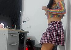 whoa, check this sweet sub in fishnets shoving huge horse dildo up her fat ass...