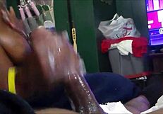 Big ass amateur blows monster black cock deep