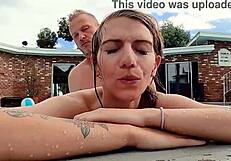 Hazel Haze Sucks Fucks Cock Poolside Blowjob