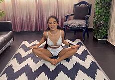 yoga session turns horny with dildo pussy masturbation linzilyn