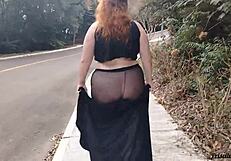priscila flaunts transparent skirt no panties on streets
