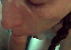 Pigtail wife deepthroats cock licks balls then rides doggystyle to orgasm