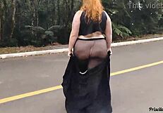 priscila flaunts transparent skirt no panties on streets