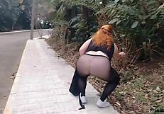 priscila flaunts transparent skirt no panties on streets