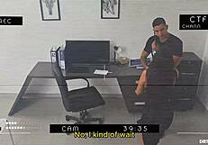 i convince busty office milf to fuck me doggystyle bending over her desk