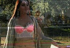 bigtitted milf suckin on y cock outdoors stockings handjob tittyfuck