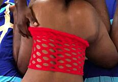 Hot black babe moans riding neighbor's monster bbc doggystyle in country quickie orgasm!