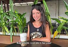 crazy public cumwalk after starbucks blowjob toilet sperm coffee