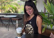 crazy public cumwalk after starbucks blowjob toilet sperm coffee