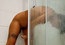 OMG, Doesn't This Hot Teen Look Irresistible Dildoing in the Steamy Shower?!
