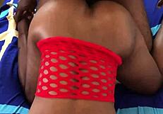 Hot black babe moans riding neighbor's monster bbc doggystyle in country quickie orgasm!