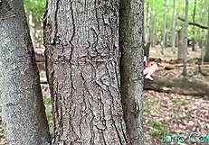 voyeur catches hot milf dildo-fucking pussy wildly in forest depths