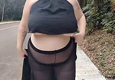 priscila flaunts transparent skirt no panties on streets