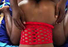 Hot black babe moans riding neighbor's monster bbc doggystyle in country quickie orgasm!