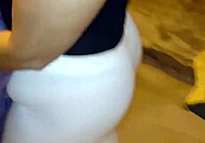 Madura flashes red thong in sheer leggings caught on street