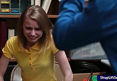 Skinny Shoplifter Begs LP Officer to Pound Her Tight Pussy Hard!