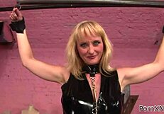 rough lesbian bondage play in the basement with big tits blondes tied up