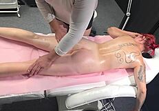 Hot Wife Begs Masseur for Dick Mutual Masturbation Play