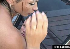 horny brazilian karen feaz and pam pam fuck big cock in threesome doggystyle