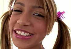 veronica rodriguez's cute petite latina face takes huge cock messy facial cum swallow