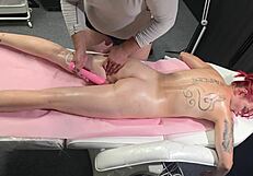 Hot Wife Begs Masseur for Dick Mutual Masturbation Play