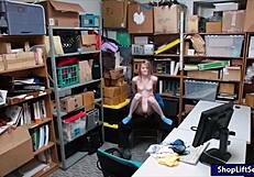 Skinny Shoplifter Begs LP Officer to Pound Her Tight Pussy Hard!