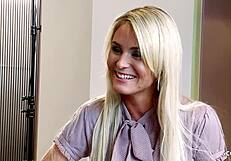 fuck yes blonde model with perfect body takes older guy's cum twice hard!