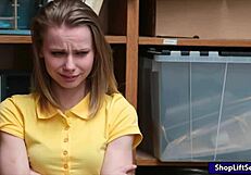 Skinny Shoplifter Begs LP Officer to Pound Her Tight Pussy Hard!