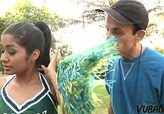 Bitchy Cheerleader Devours Daddy's Massive 10 Inch Cock Hungrily