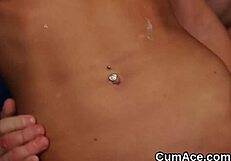 Foxy idol sucks bukkake blowbang spunk then swaps cumshots on her pretty face pov