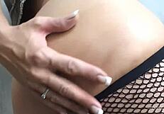 Sophia Lynn Fingers Wet Pussy in Fishnets Before Deep Creampie Ride!