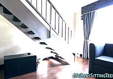 that teen babysitter hops on pov riding hard with blowjob and facial finish