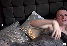 maggie moon wakes with morning wood straight into her shaved milf mouth on the bed