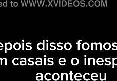 ruivinha's sheer red gloryhole suck and fat cock fuck in swingers cabin