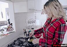 unruly stepson devours stepmom's juicy pussy during holiday rimjob feast