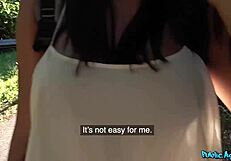 Public Agent Chloe Lamour Bends Over For Big Cock Titty Fuck Cumshot Outdoors