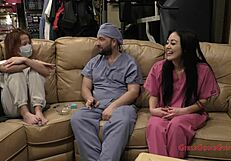 Nurse Blaire Celeste Examines Pierced Hooters For Patient