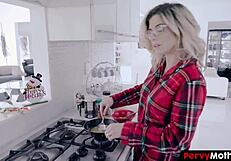 unruly stepson devours stepmom's juicy pussy during holiday rimjob feast