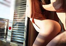 Big Ass Girl Flashes Pussy in Short Dress on Balcony