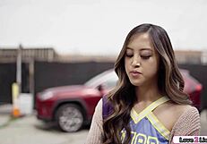 Cheerleader Asians Lick Shaved Cunts In Classroom Uniforms