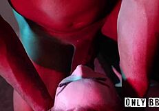 Redhead Brina bounces fat tits while riding Jovan's monster black cock deep