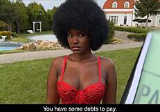 BIG PUSSY EBONY PAYS 18+ DEBT WITH DESK FUCK