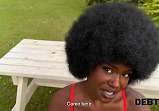 BIG PUSSY EBONY PAYS 18+ DEBT WITH DESK FUCK